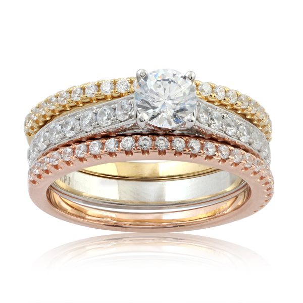 1.375 Carat Diamond Bridal Ring in 14KT Yellow White and Rose Gold