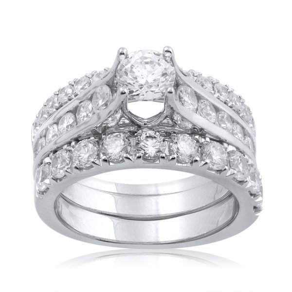 2.55 Carat Diamond Bridal Ring in 14k White Gold