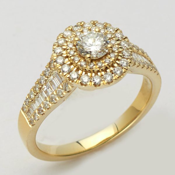 14KY 1.00CTW DIAMOND BRIDAL RING -DOUBLE HALO