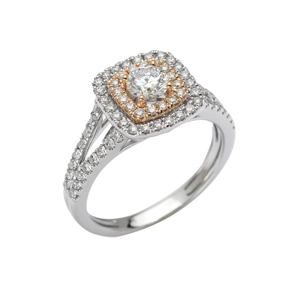 14KW+R 0.98CTW DIAMOND BRIDAL RING