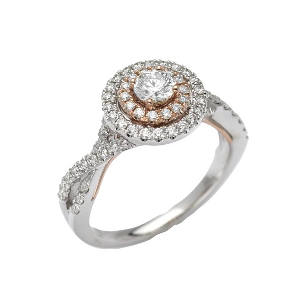 14KW+R 0.89CTW DIAMOND BRIDAL RING