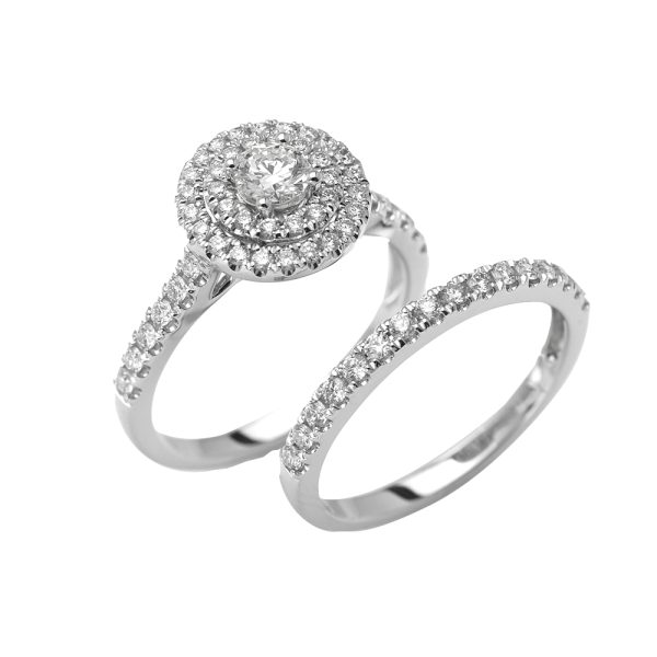 14KW 1.03CTW DIAMOND BRIDAL SET