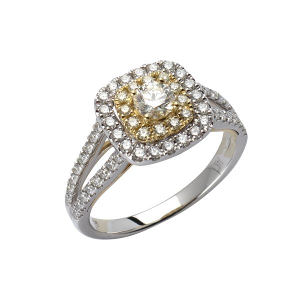 14KW+Y 0.95CTW DIAMOND BRIDAL RING