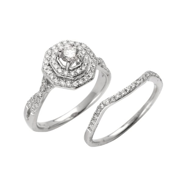 14KW 0.90CTW DIAMOND BRIDAL SET RING