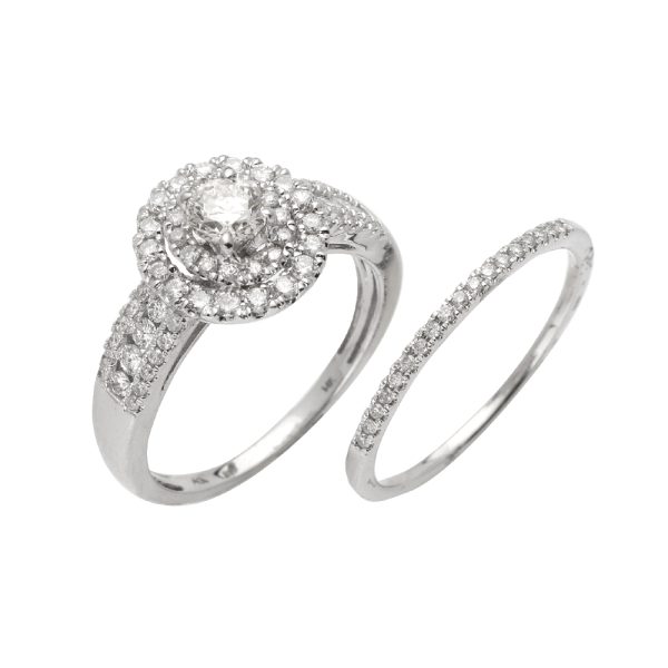 14KW 1.10CTW DIAMOND BRIDAL SET RING