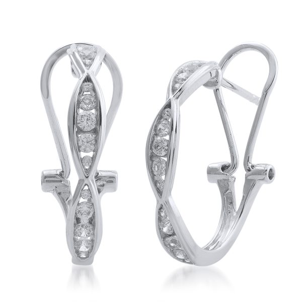 0.5 Carat Marquise Shaped Diamond Hoop Earrings in 10k White Gold