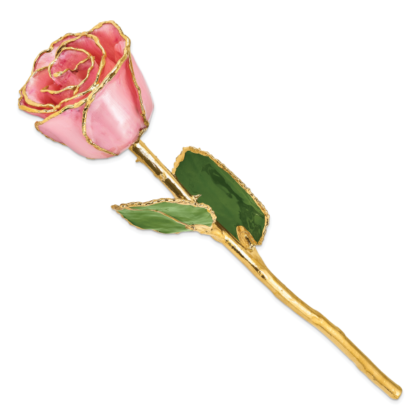 Lacquer Dipped Gold Trim Pink Pearl Rose - Image 2