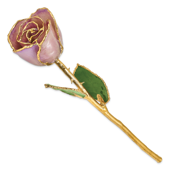 Lacquer Dipped Gold Trim Lavender Rose - Image 2