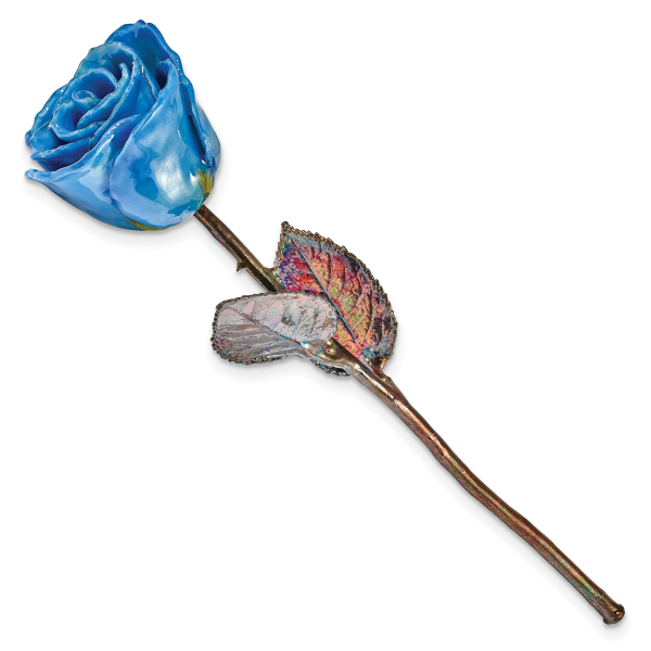 Lacquer Dipped Copper Trim Navy Blue Rose - Image 2