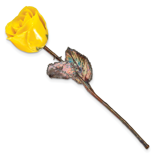 Lacquer Dipped Copper Trim Yellow Rose - Image 2