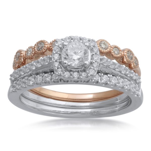 0.75 Carat Diamond Bridal Ring in 14k Rose and White Gold