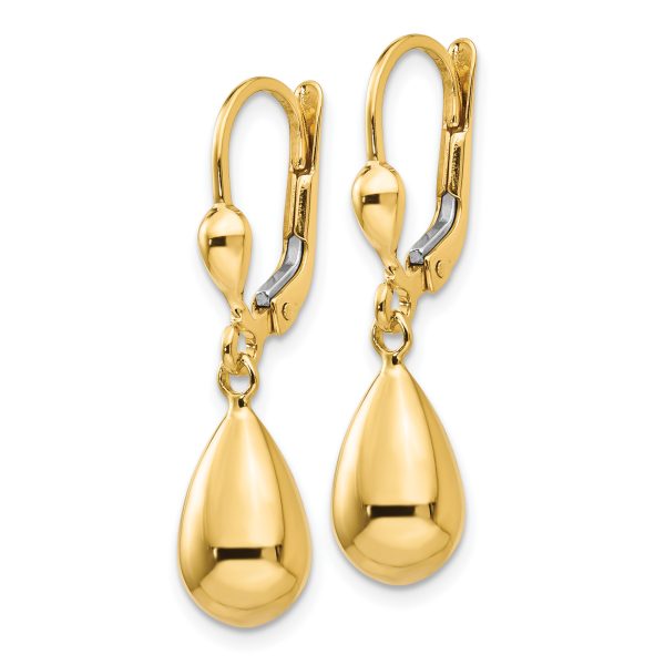 14k Polished Fancy Dangle Leverback Earrings - Image 2