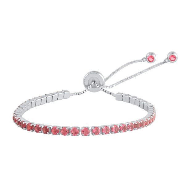 SILV W BRACELET PINK SAPP. COLOR STONES