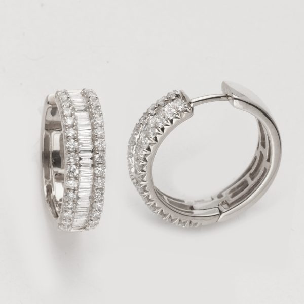 14KW 1.50CTW BAGUETTE DIAMOND HOOP EARRINGS