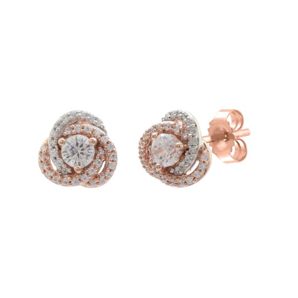 0.5 Carat Knot Diamond Stud Earrings in 14k Rose Gold