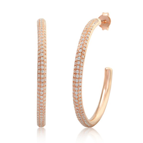 0.75 Carat Open Hoop Earrings in 14k Rose Gold