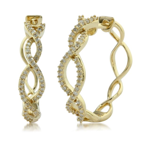 0.26 Carat Twisted Diamond Earrings in 10KT Yellow Gold