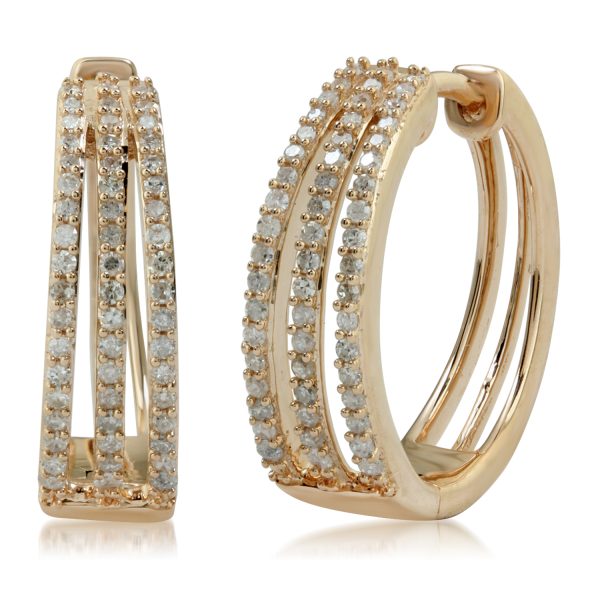 0.33 Carat Diamond Hoop Earrings in 10k Rose Gold