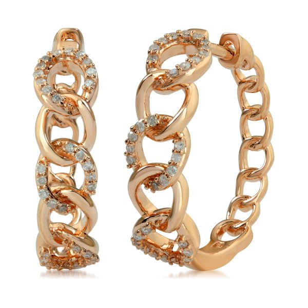 0.22 Carat Diamond Hoop Earrings in 10k Rose Gold