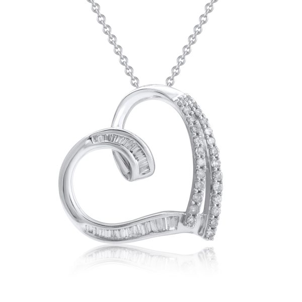 0.5 Carat Heart Shaped Diamond Pendant Necklace in 925 Sterling Silver
