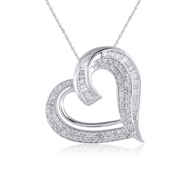 1 Carat Heart Shaped Diamond Pendant Necklace in 10k White Gold