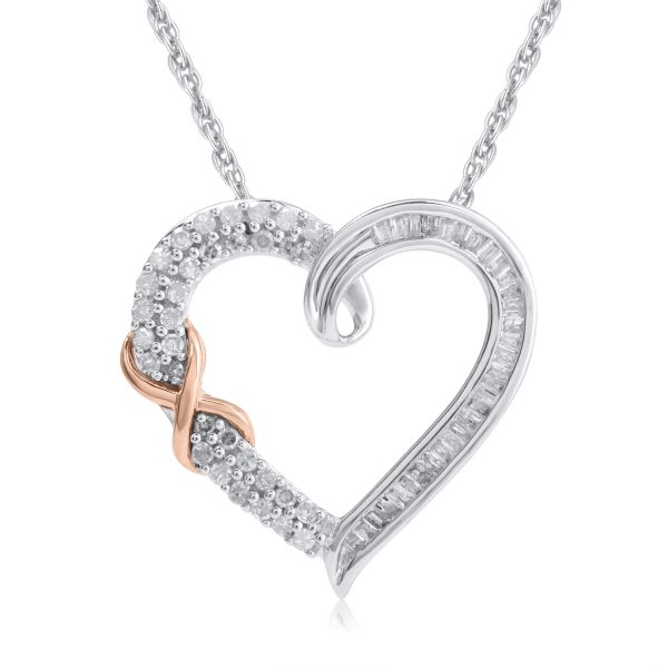 0.4 Carat Heart Sign Diamond Pendant Necklace in 10KT White Gold and Sterling Silver