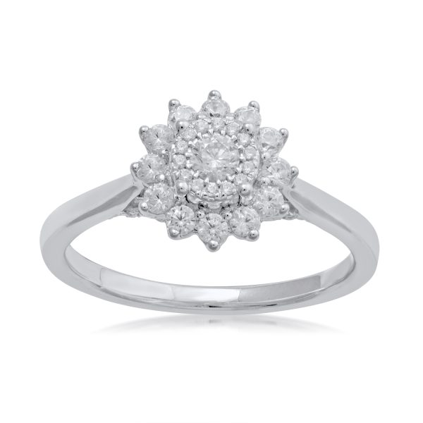 0.5 Carat Cluster Diamond Engagement Ring in 10k White Gold