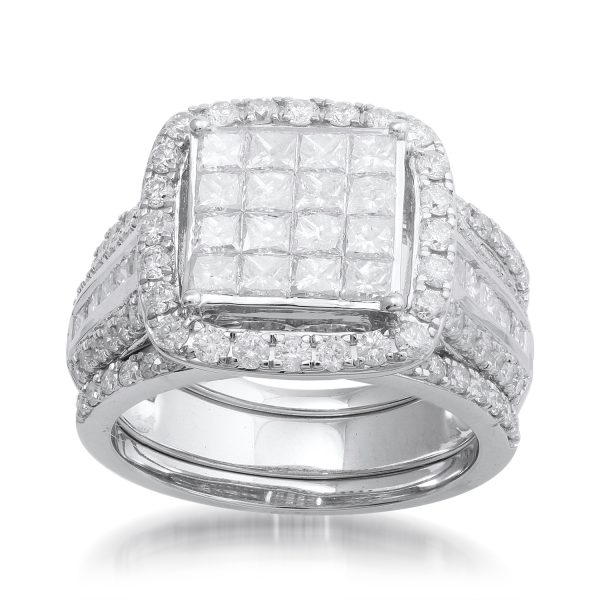 2.5 Carat Diamond Bridal Ring in 14k White Gold