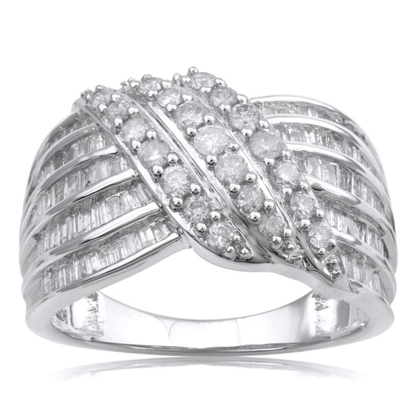 1 Carat Diamond Wedding Band Ring in 10k White Gold