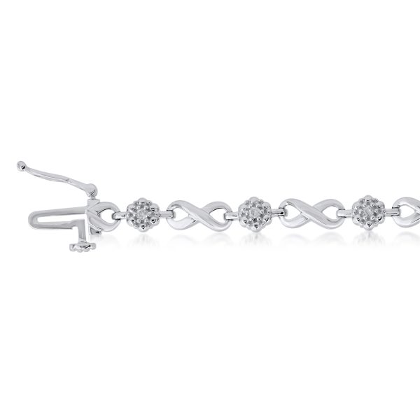 0.16 Carat Diamond Link Bracelet in 925 Sterling Silver