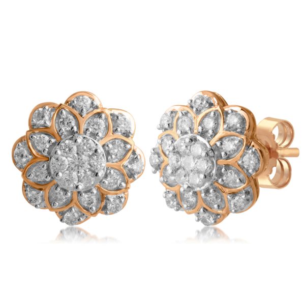 0.5 Carat Cluster Diamond Earrings in 10k Rose Gold