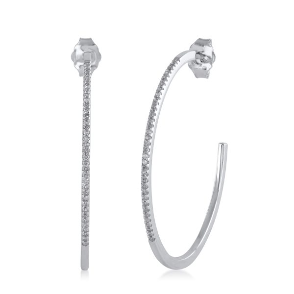 0.2 Carat Open Hoop Earrings in 10k White Gold