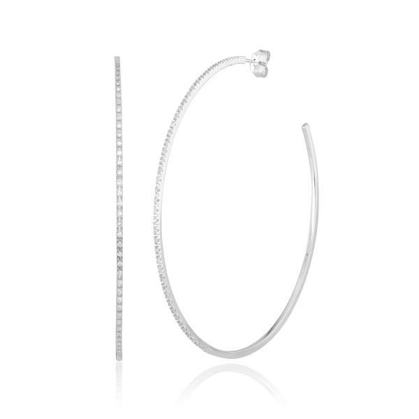 0.33 Carat Half Hoop Earring in 10KT White Gold