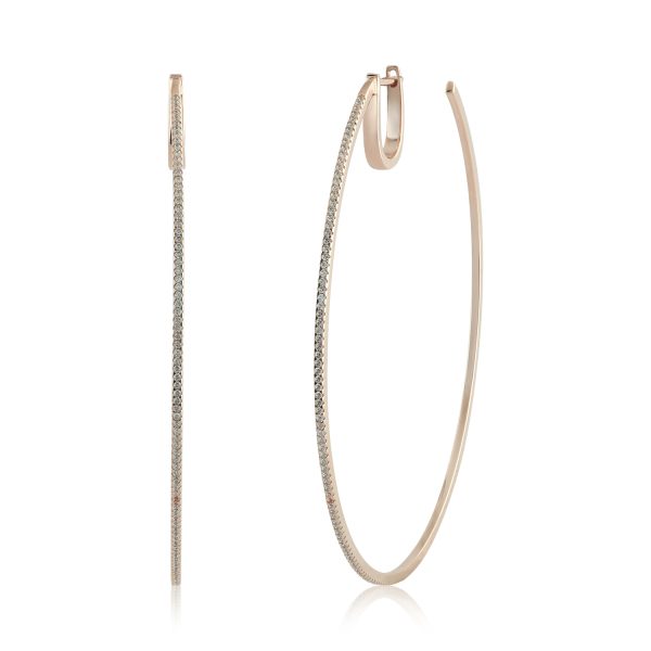 0.5 Carat Open Hoop Earrings in 10k Rose Gold