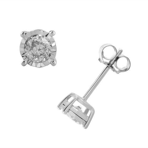 0.36 Carat Round Diamond Stud Earrings in 10K White Gold