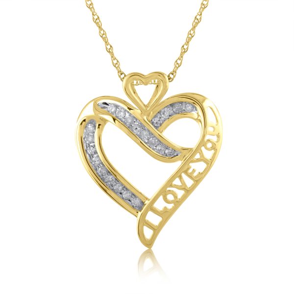 0.15 Carat Heart Shaped Diamond Pendant Necklace in 10KT Yellow Gold