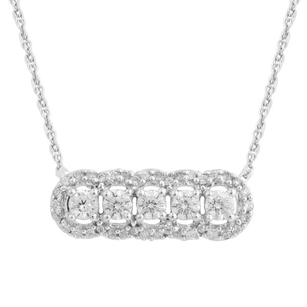 1/3 Carat Diamond Bar Pendant Necklace in 14K White Gold