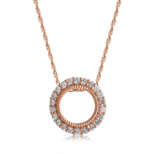 0.2 Carat Circle Shaped Diamond Pendant Necklace in 10KT Rose Gold