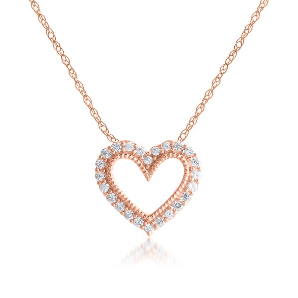 0.2 Carat Heart Shaped Diamond Pendant Necklace in 10KT Rose Gold