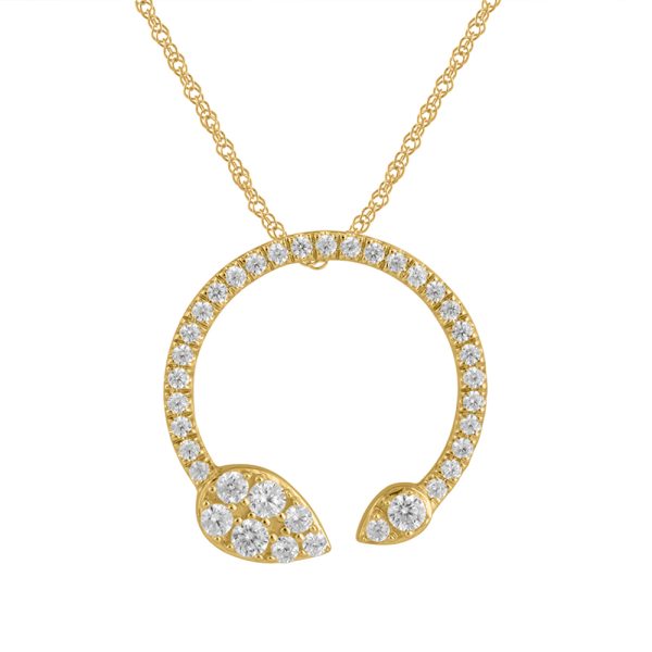 0.34 Carat Diamond Leaf Pendant Necklace in 10K Yellow Gold