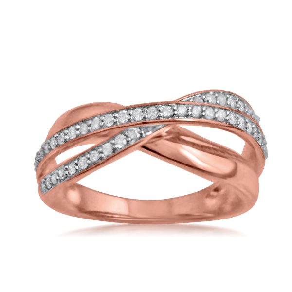 0.33 Carat Twisted Diamond Wedding Band Ring in 10k Rose Gold