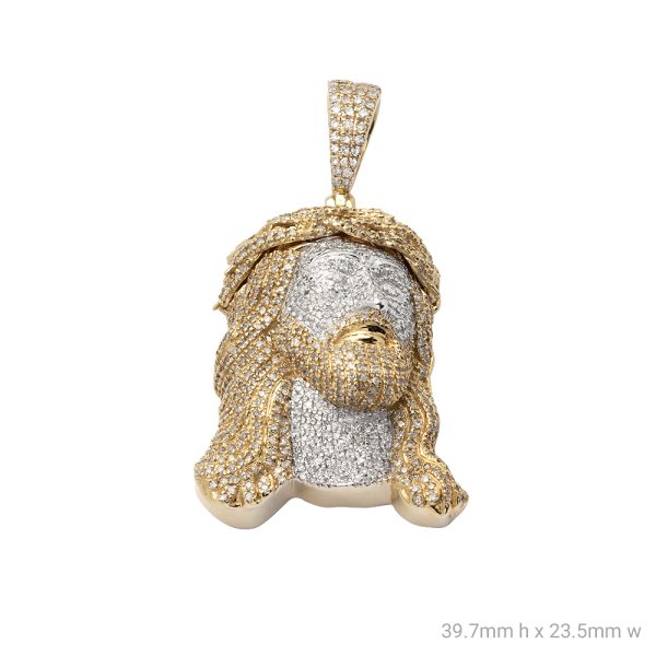 10KY+W 1.55CTW DIAMOND 3-D JESUS FACE