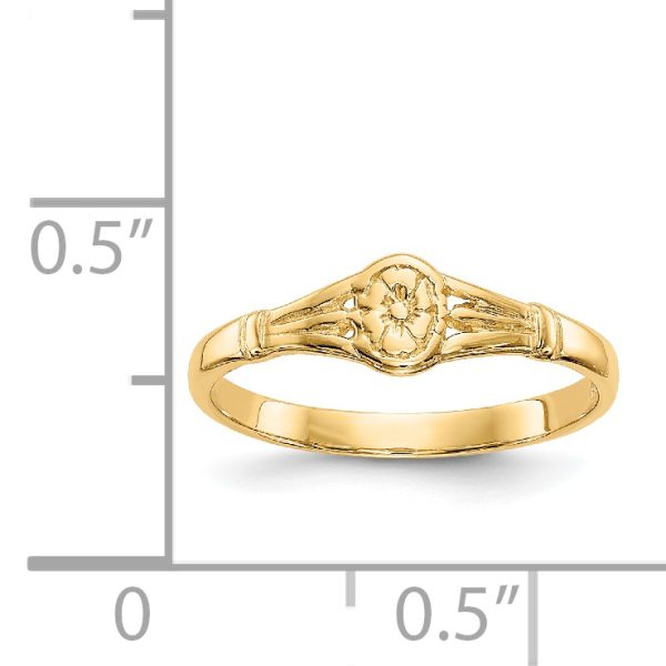 14K Gold Polished Oval Baby Ring - Image 3