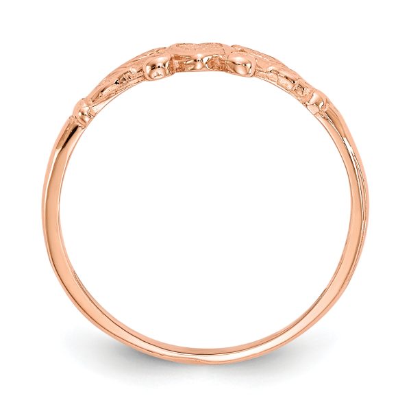 14K Rose Gold Textured Mini Heart Baby Ring - Image 2