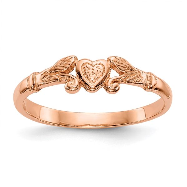 14K Rose Gold Textured Mini Heart Baby Ring