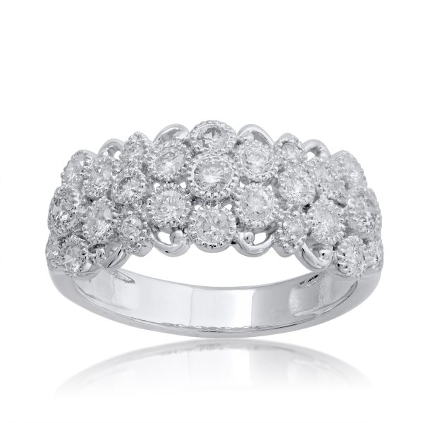 0.75 Carat Diamond Wedding Band Ring in 14k White Gold
