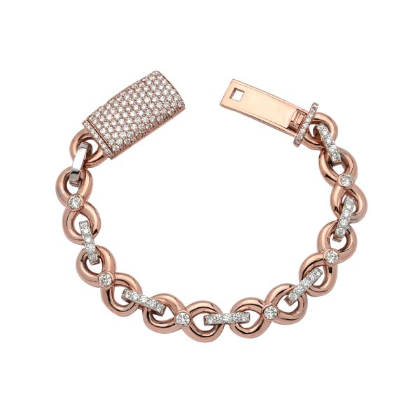 10KR 7.00CTW DIAMOND INFINITY ROLO LINK BRACELET