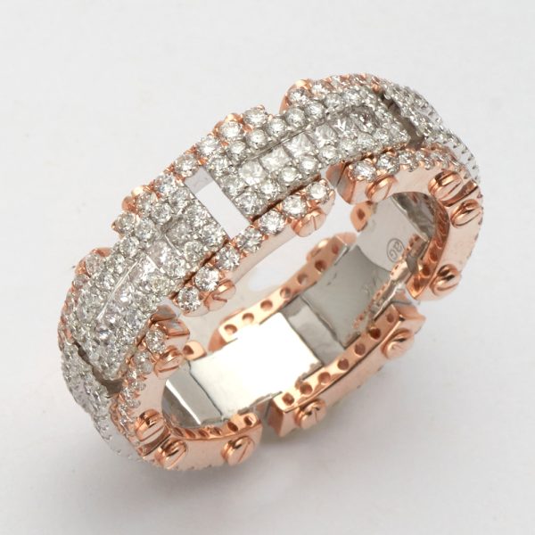 14KR+W  3.05CTW DIAMOND LINK MENS ETERNITY BAND