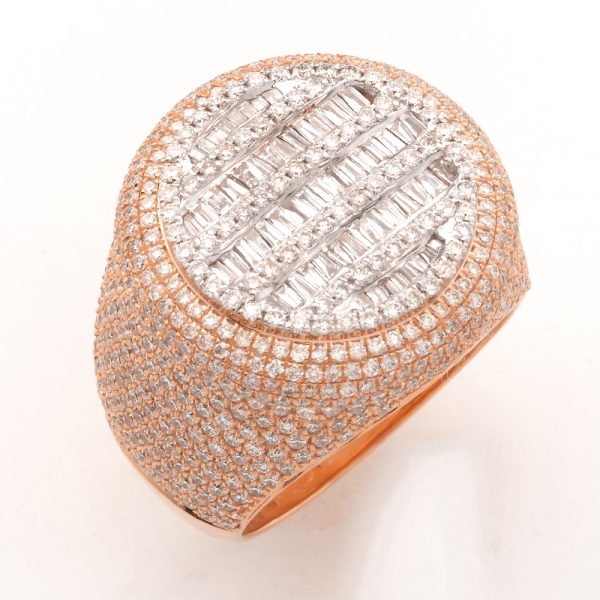 14KR+W 4.50CTW BAGUETTE DIAMOND MENS RING