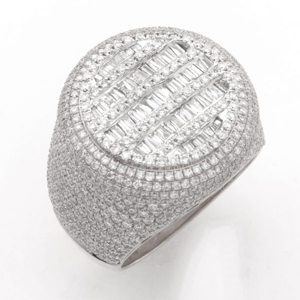 14KW 4.50CTW BAGUETTE DIAMOND MENS RING